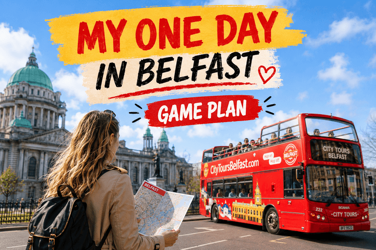 Donegall Square West Belfast near City Hall and the sightseeing bus departure point
