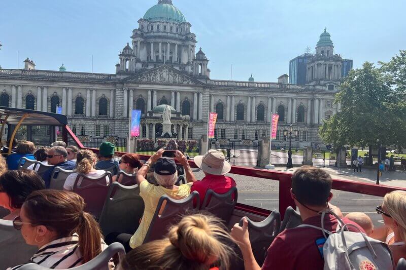 Donegall Square West Belfast near City Hall and the sightseeing bus departure point