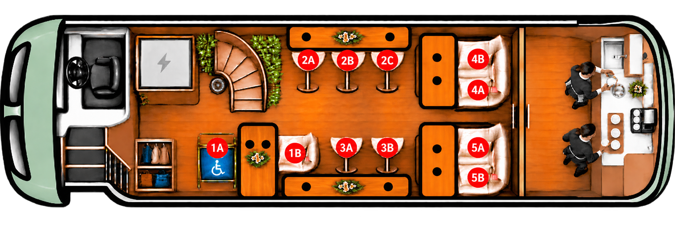 Lower deck seating layout